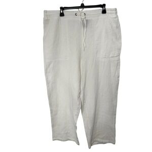 Jones & Co Women's Drawstring Waist Patch Pockets Gauze Cropped Pants